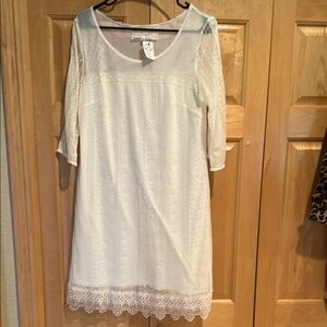 Pink Martini Cream Sheath Dress with 3/4 Sleeves